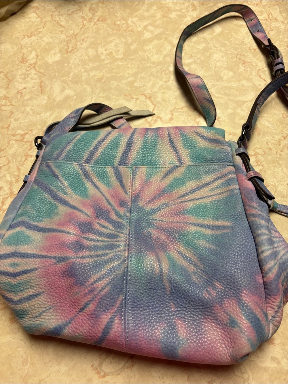 Aimee Kestenberg Pastel Tie-Dye Crossbody Bag - Pink, Blue, Cream - Picture 2 of 3